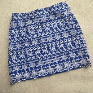 LOFT eyelet embroidered mini skirt- Blue